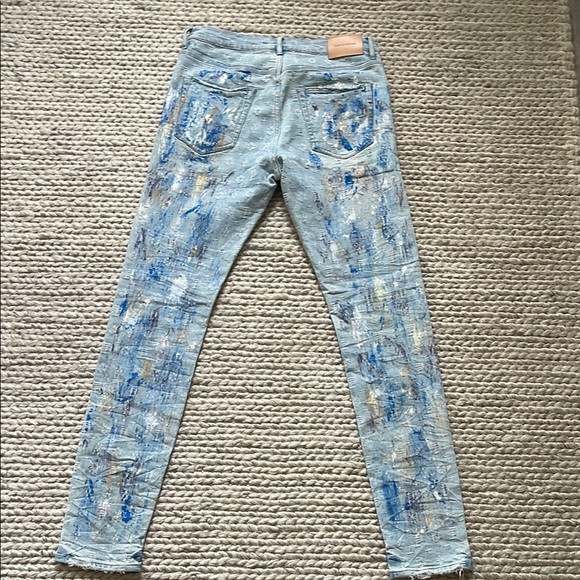 Purple Brand P001 Paint Over Light Bleach Monogram Jacquard Denim Jeans - Picture 9 of 10
